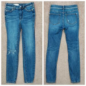 Anthropologie Pilcro Size 27 High Rise Denim Skinny Jeans Distressed Medium Wash